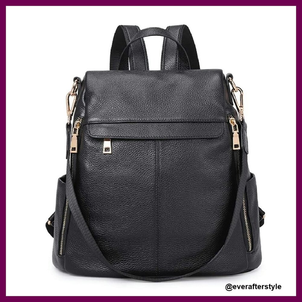 Genuine Leather Anti-Theft Backpack Purse Minimal Chic Convertible Satchel Bag